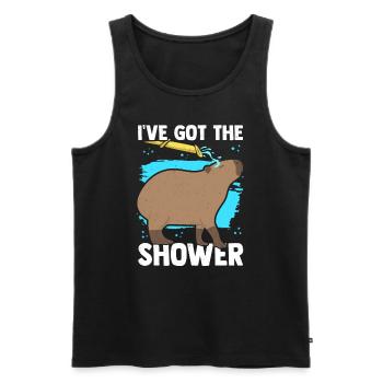 Capybara Douche Drôle Capybara Douches - Débardeur bio Premium Homme - noir - Devant - Michal (187cm)