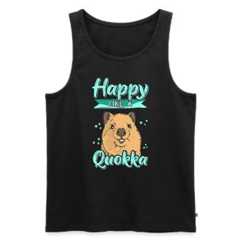 Marsupial Kangourou à queue courte Quokka Heureux - Débardeur bio Premium Homme - noir - Devant - Michal (187cm)