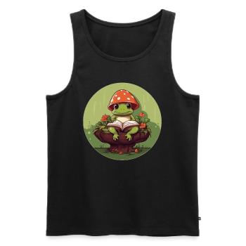 Cottagecore Aesthetic Frosch Mushroom - Männer Premium Bio Tank Top - Schwarz - Vorne - Michal (187cm)