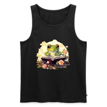 Cottagecore Frog Floral Nature Lover - Men's Premium Organic Tank Top - black - Front - AI Model Male 178 light (178cm)
