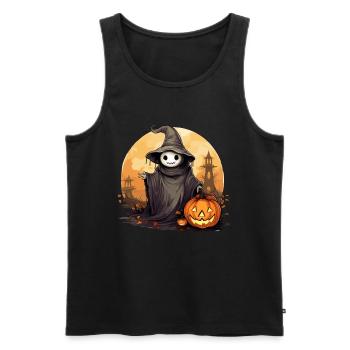 Halloween Ghost Jack O Lantern Ghost - Men's Premium Organic Tank Top - black - Front - AI Model Male 178 light (178cm)