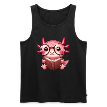 Axolotl Bookworm Book Reading - Men's Premium Organic Tank Top - black - Front - Michal (187cm)