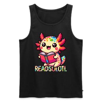 Axolotl Bookworm Book Reading Readsolotl - Men's Premium Organic Tank Top - black - Front - Michal (187cm)