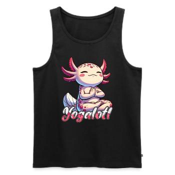 Yogalotl Yoga Méditation Pleine conscience Bien-être - Débardeur bio Premium Homme - noir - Devant - Michal (187cm)