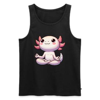 Meditation Axolotl Meditating Yoga - Men's Premium Organic Tank Top - black - Front - AI Model Male 178 light (178cm)