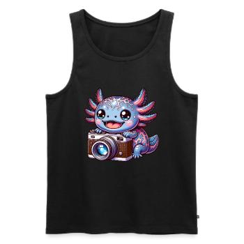 Photographie Axolotl Photo Camera Photographe - Débardeur bio Premium Homme - noir - Devant - Michal (187cm)