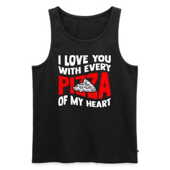 Valentinstag Pizza Liebe - Männer Premium Bio Tank Top - Schwarz - Vorne - Michal (187cm)