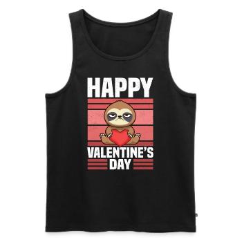 Saint-Valentin drôle paresseux coeur amour - Débardeur bio Premium Homme - noir - Devant - Michal (187cm)