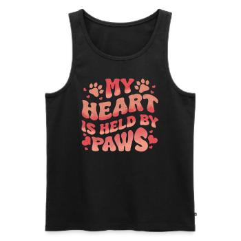Saint-Valentin chat amour coeur chats pattes - Débardeur bio Premium Homme - noir - Devant - Michal (187cm)