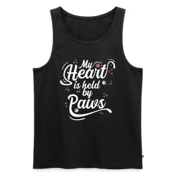 Chat d’amour Saint-Valentin coeurs pattes de chat - Débardeur bio Premium Homme - noir - Devant - Michal (187cm)