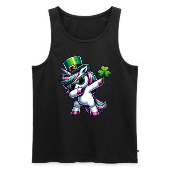 Coeur de la Saint-Patrick Licorne irlandaise Dabbing - Débardeur bio Premium Homme - noir - Devant - Michal (187cm)
