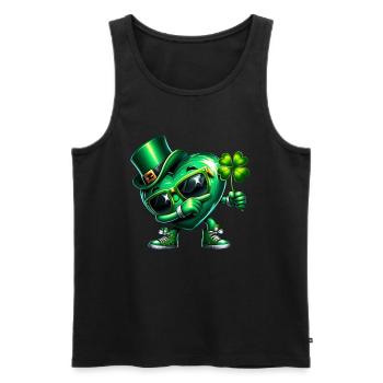 Fête de la Saint-Patrick irlandais Dabbing Coeur Shamrock - Débardeur bio Premium Homme - noir - Devant - Michal (187cm)