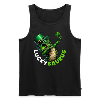 Fête de la Saint-Patrick Chance irlandaise Luckysaurus - Débardeur bio Premium Homme - noir - Devant - Michal (187cm)