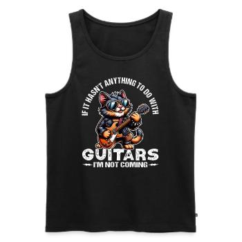 guitare, chat, guitariste, musique rock - Débardeur bio Premium Homme - noir - Devant - AI Model Male 178 light (178cm)