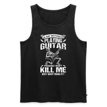 Guitare rock and roll guitariste drôle - Débardeur bio Premium Homme - noir - Devant - AI Model Male 178 light (178cm)