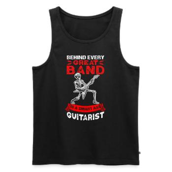 Guitariste, groupe de rock, musique rock, Gitzarre - Débardeur bio Premium Homme - noir - Devant - AI Model Male 178 light (178cm)