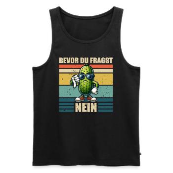 Avant de demander au concombre No Sour - Débardeur bio Premium Homme - noir - Devant - Michal (187cm)