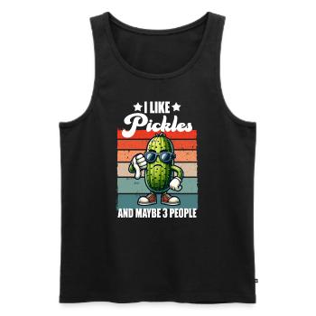 Saure Gurke Lustig Retro Salatgurke Daumen runter - Männer Premium Bio Tank Top - Schwarz - Vorne - Michal (187cm)