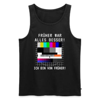 Früher war alles besser TV Testbild Geburtstag - Männer Premium Bio Tank Top - Schwarz - Vorne - AI Model Male 178 light (178cm)