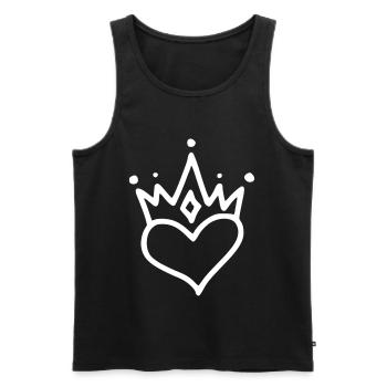 Coeur émoji croquis couronne autocollant - Débardeur bio Premium Homme - noir - Devant - Michal (187cm)