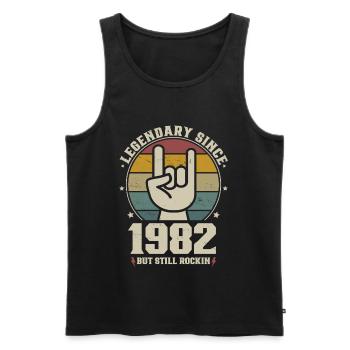 Né en 1982, légende depuis 1982 - Débardeur bio Premium Homme - noir - Devant - Michal (187cm)
