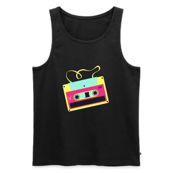 Retro Kassette Mixtape Shirt Disco 90s 80s Party - Männer Premium Bio Tank Top - Schwarz - Vorne - Michal (187cm)
