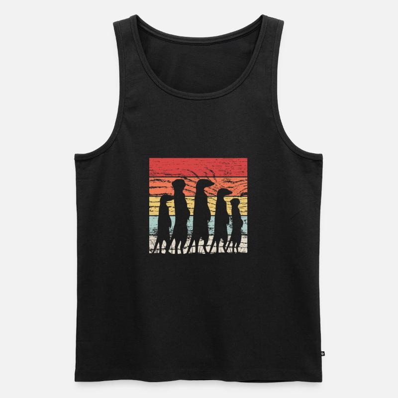Retro Erdmännchen Surikate - Männer Premium Bio Tank Top - Schwarz