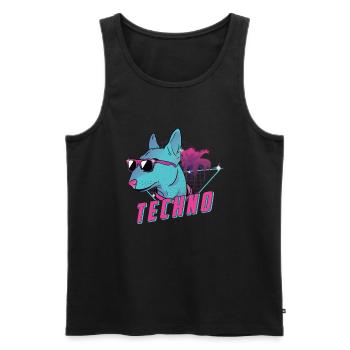 Festival de drogues Techno Rave Dog Party EDM - Débardeur bio Premium Homme - noir - Devant - Michal (187cm)