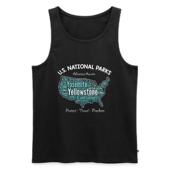 Tous les 59 États-Unis National Parks Yosemite Yellowstone - Débardeur bio Premium Homme - noir - Devant - Michal (187cm)