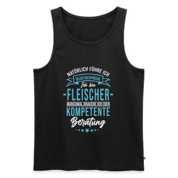 Lustiger Spruch Metzger Fleischer - Männer Premium Bio Tank Top - Schwarz - Vorne - Michal (187cm)
