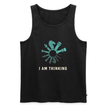 Chess Player Thinking Chess Funny - Men's Premium Organic Tank Top - black - Front - AI Model Male 178 light (178cm)