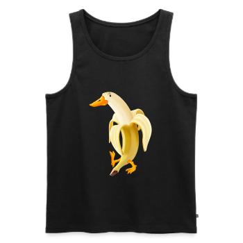 Canard dans la banane drôle - Débardeur bio Premium Homme - noir - Devant - Michal (187cm)