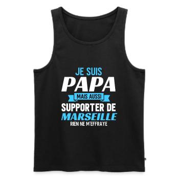 cadeau papa supporter marseille - Débardeur bio Premium Homme - noir - Devant - AI Model Male 178 light (178cm)