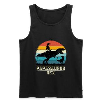 Papasaurus rex papa t-rex father - Men's Premium Organic Tank Top - black - Front - AI Model Male 178 light (178cm)