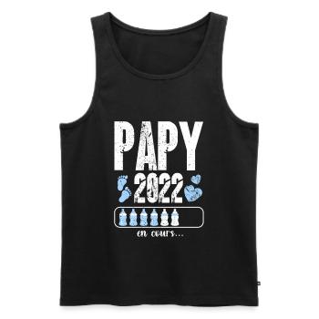 futur papy papi annonce grossesse 2022 - Débardeur bio Premium Homme - noir - Devant - AI Model Male 178 light (178cm)