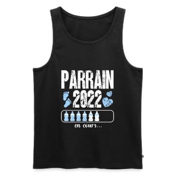 futur parrain annonce grossesse - Débardeur bio Premium Homme - noir - Devant - Michal (187cm)