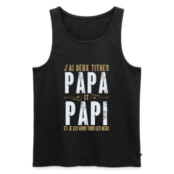 Cadeau papa papi rock - Débardeur bio Premium Homme - noir - Devant - Michal (187cm)