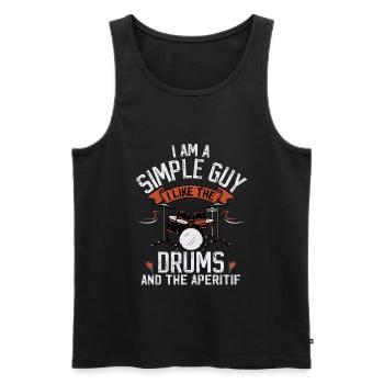 gift man drummer instruments aperitif - Men's Premium Organic Tank Top - black - Front - Michal (187cm)