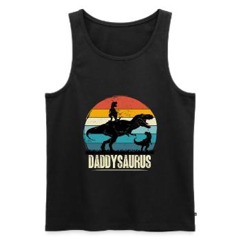 daddysaurus dinosaure t-rex cadeau papa père - Débardeur bio Premium Homme - noir - Devant - Michal (187cm)