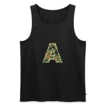 A letter camouflage camouflage spot Bundeswehr sewn - Men's Premium Organic Tank Top - black - Front - AI Model Male 178 light (178cm)