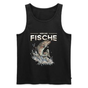 Herr der Fische - Angeln und Fischen - Männer Premium Bio Tank Top - Schwarz - Vorne - AI Model Male 178 light (178cm)