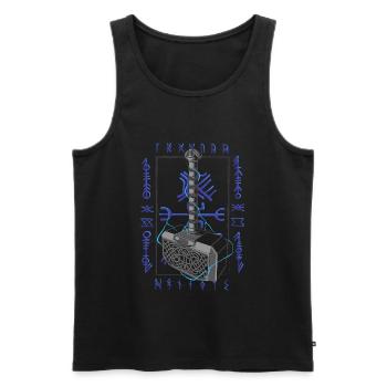 Viking Age - Thor Hammer - Männer Premium Bio Tank Top - Schwarz - Vorne - AI Model Male 178 light (178cm)