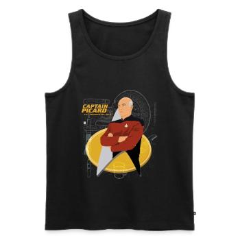 Star Trek The Next Generation Captain Picard - Men's Premium Organic Tank Top - black - Front - AI Model Male 178 light (178cm)