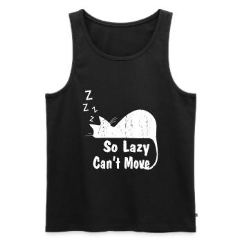 Cat So Lazy Can't Move - Men's Premium Organic Tank Top - black - Front - Michal (187cm)