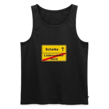 Schalke Gelsenkirchen Ortsschild Lüdenscheid-Nord - Männer Premium Bio Tank Top - Schwarz - Vorne - AI Model Male 178 light (178cm)