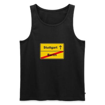 Stuttgart anti Berlin town sign - Men's Premium Organic Tank Top - black - Front - Michal (187cm)