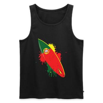 Surfbrett Vintage Mit Portugal Flagge - Surf - Männer Premium Bio Tank Top - Schwarz - Vorne - Michal (187cm)