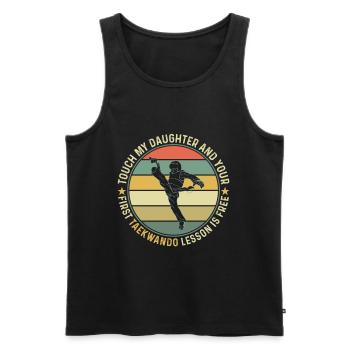 Martial arts | Daughter Hour Free - Taekwondo - Men's Premium Organic Tank Top - black - Front - Michal (187cm)