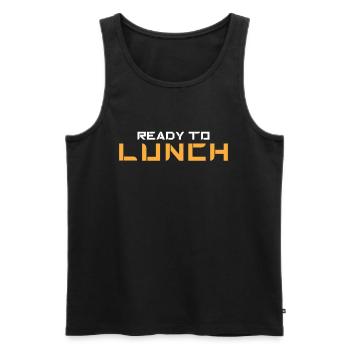 Ready to Lunch - Food Space & Pizza Rocket - Männer Premium Bio Tank Top - Schwarz - Vorne - AI Model Male 178 light (178cm)