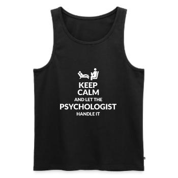Restez calme, laissez le psychologue s’en occuper - Débardeur bio Premium Homme - noir - Devant - Michal (187cm)
